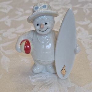 Lenox Snowman Figurine with Surfboard and Ball